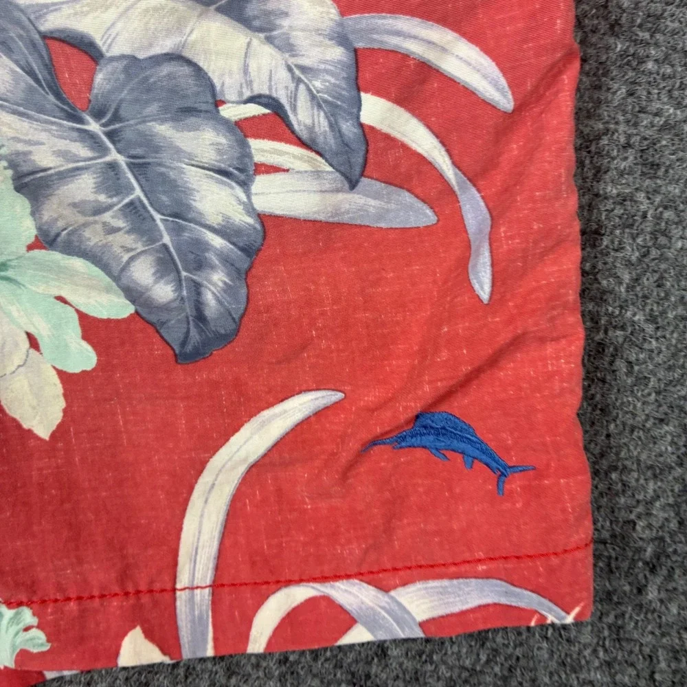 Tommy Bahama Relax Mens Red Tropical Floral Swim Trunks Shorts Small 1850